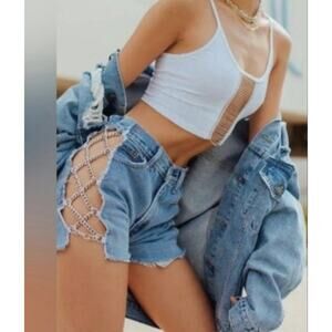 Furst Of A Kind Women’s Cut Off Denim Chain Shorts Glam Rock Size 6 28